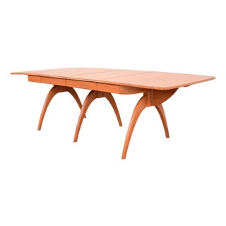 Heywood Wakefield Mid-Century Modern Solid Maple Wishbone Extension Dining Table, Newly Refinished For Sale