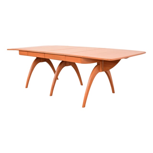 Heywood Wakefield Mid-Century Modern Solid Maple Wishbone Extension Dining Table, Newly Refinished For Sale