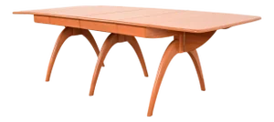 Heywood Wakefield Mid-Century Modern Solid Maple Wishbone Extension Dining Table, Newly Refinished