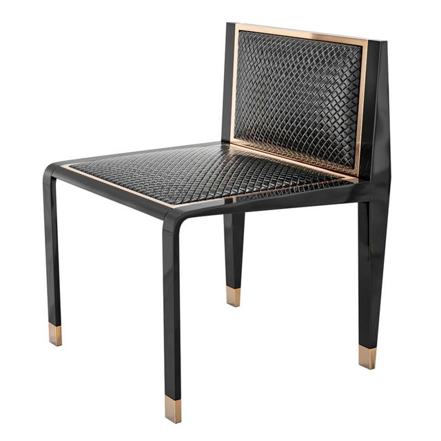 Not Yet Made - Made To Order "Costiera" Chair With Bronze Details and Tailor Made Woven Leather For Sale - Image 5 of 8