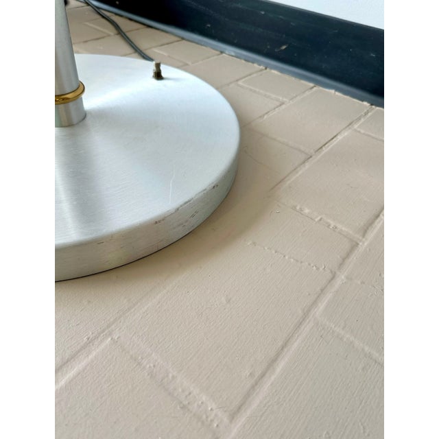 Silver Vintage Postmodern Brushed Aluminum and Brass Torchiere Floor Lamp For Sale - Image 8 of 12