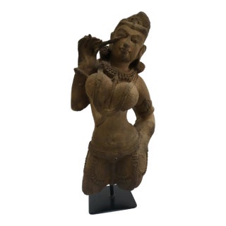 Hindu Celestial Beauty (Surasundari or Aspara) Antique Indian Statue on Stand For Sale