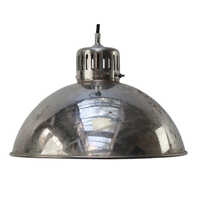 Vintage French Chrome Metal Medical Pedant Light For Sale