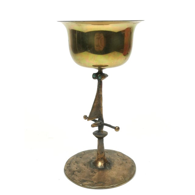Mid-Century Brass Chalice by Lajos Muharos, 1970s For Sale - Image 9 of 9