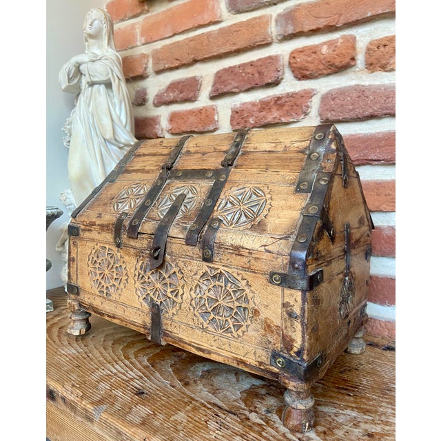 Rustic Antique Indian Dowry Chest, 1800s For Sale - Image 3 of 12