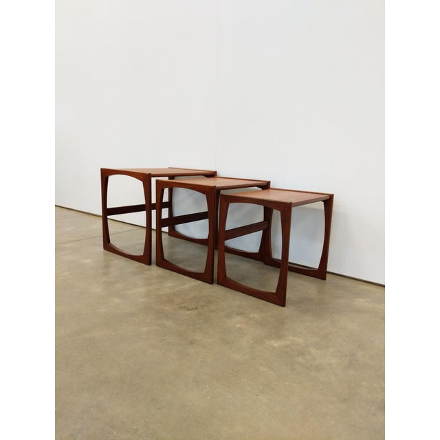G Plan Set of Vintage Mid Century Modern Teak Nesting Tables Attributed to G Plan For Sale - Image 4 of 8