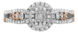 14K Rose Gold Plated .925 Sterling Silver 3/8 Cttw Round Diamond Double Frame Cross-Over Split Shank Engagement Ring (I-J Color, I2-I3 Clarity)-Size 5