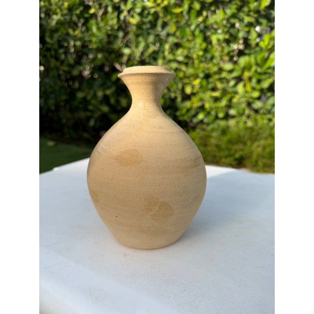 Handcrafted 7” Studio Pottery Bottle Vase With Coral Brushwork, Signed For Sale In Naples, FL - Image 6 of 11