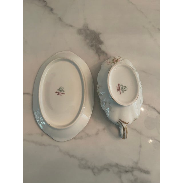 Ceramic Early 20th Century Limoges Theodore Haviland Gravy Boat and and Under Plate For Sale - Image 7 of 12