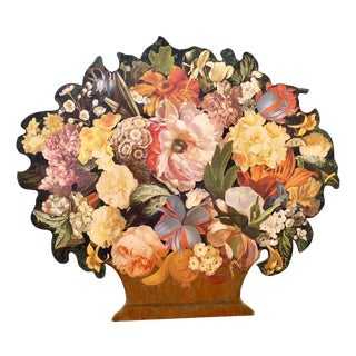 Art Deco Floral Collage Screen, 1930s For Sale