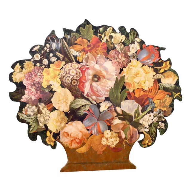 Art Deco Floral Collage Screen, 1930s For Sale