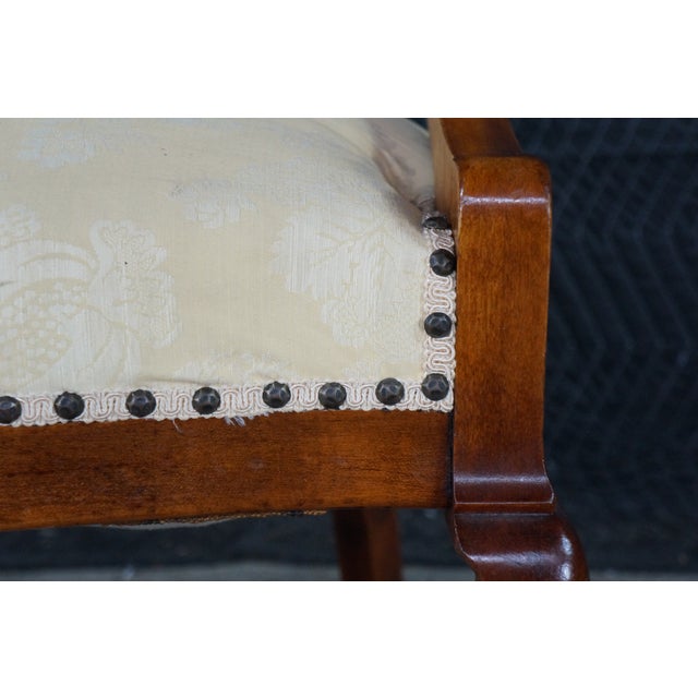 Wood Antique 19th C. Mahogany Regency Empire Klismos Library Desk Gondola Arm Chair For Sale - Image 7 of 18