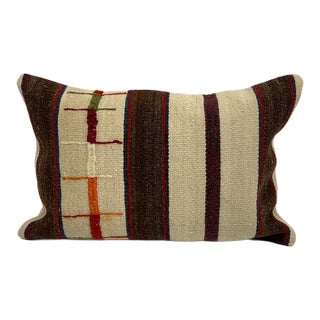 Turkish Hemp Pillow Cushion Natural Beige Brown Red Green Pillow Cushion Cover 16" x 24" For Sale