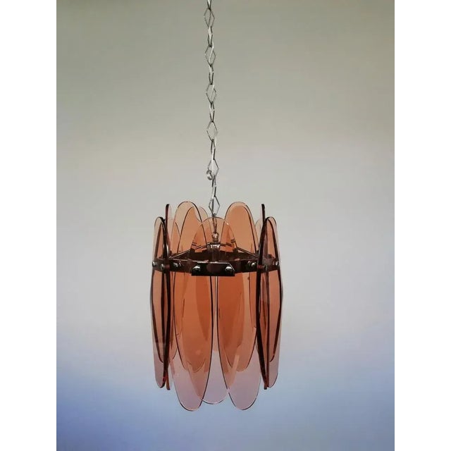 Mid-Century Modern Italian Ground Pink Glass Pendant Lamp from Veca For Sale - Image 16 of 16