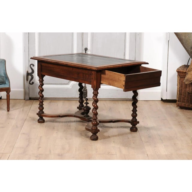 Louis XIII Period 1630s Carved Walnut Barley Twist Table with Black Painted Top For Sale - Image 12 of 12