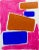 Contemporary Contemporary Abstract Shapes Pink Blue Terracotta Painting For Sale - Image 3 of 3