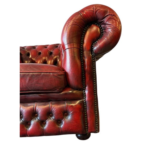 Animal Skin Leather Chesterfield Sofa and Armchairs, Set of 3 For Sale - Image 7 of 9