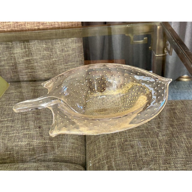 Large Murano Gold Organic Shape Centerpiece Bowl For Sale In Palm Springs - Image 6 of 14