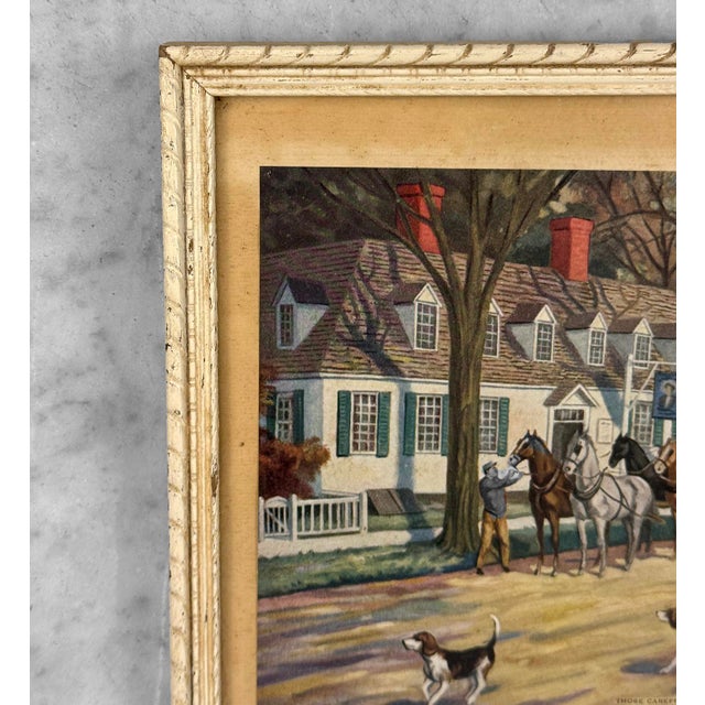 Vintage English Traditional Foxhunt Equestrian Lithograph Framed Art For Sale - Image 6 of 10