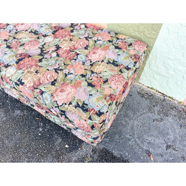 Palm Beach Regency Floral Ottoman For Sale - Image 4 of 5