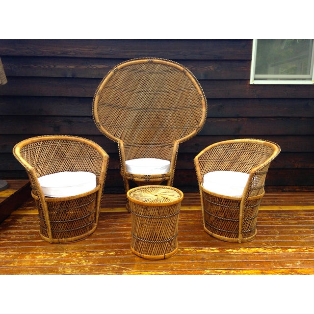 Vintage Wicker Side Table Chairish