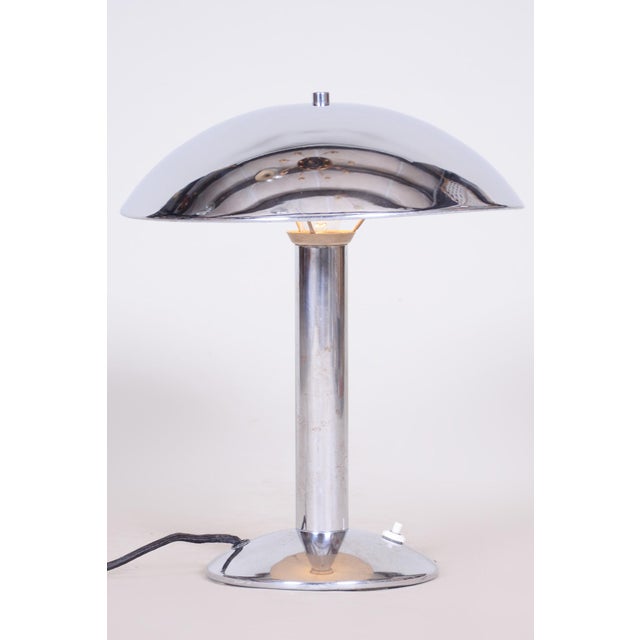 Art Deco Table Lamps in Chrome-Plated Steel, Czech, 1930s, Set of 2 For Sale - Image 3 of 7