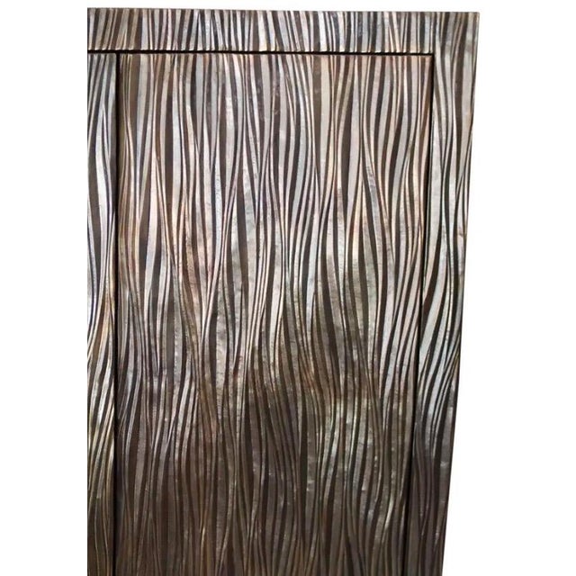 Robert Kuo Limited Edition Signed Hand-Repoussé "Pleats" Copper Armoire For Sale - Image 11 of 15