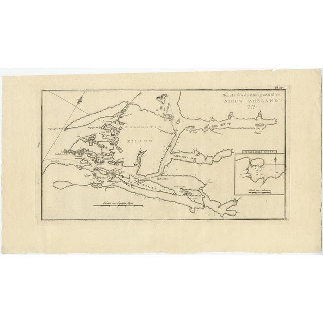 Antique map New Zealand titled 'Schets van de Donkere Baai in Nieuw Zeeland 1773'. Antique map of the Dusky Bay/Dusky...