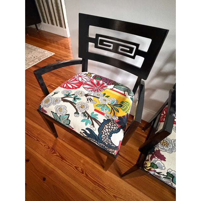 Mid 20th Century Schumacher Upholstered Greek Key Pair of Chairs For Sale In New York - Image 6 of 8