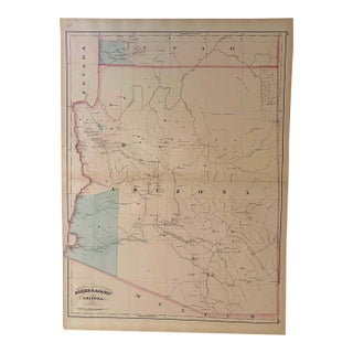 1873 Asher and Adams Map of Arizona For Sale