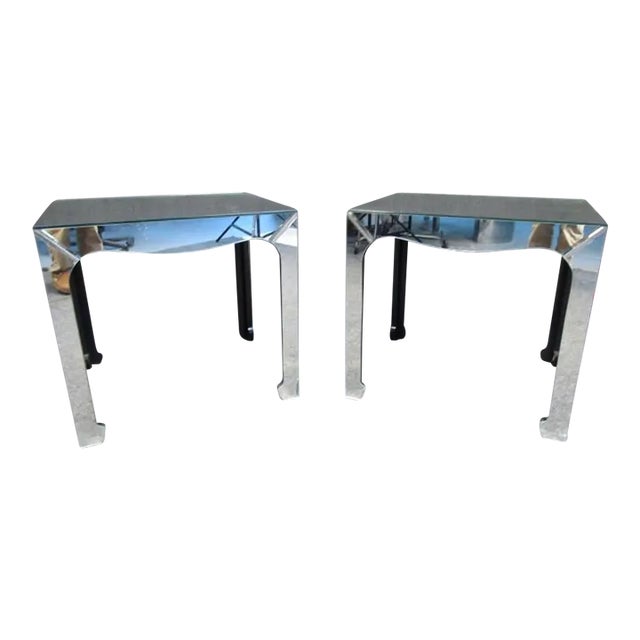 Vintage Mirrored Glass Side Tables For Sale