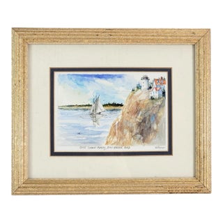 Framed Ray Prosser "Our Quiet Morning, Bass Harbor Head" Watercolor Painting For Sale