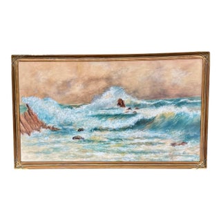 Early 20th Century Seaside Watercolor Painting For Sale