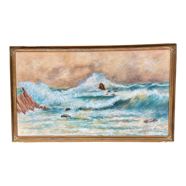 Early 20th Century Seaside Watercolor Painting For Sale