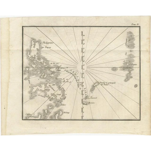Map of the Philippines and Palau Islands – Antique French Engraving, c.1790 This antique French maritime chart depicts the...