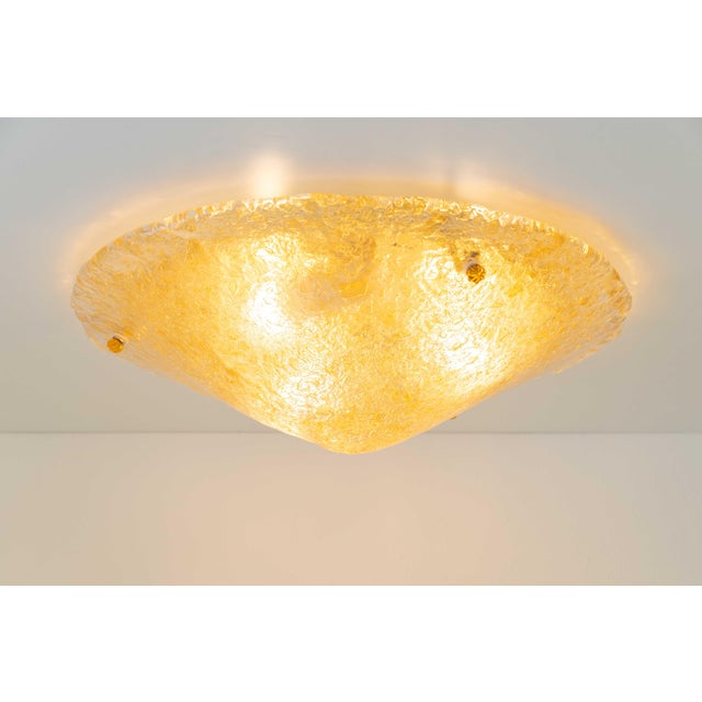 2000 - 2009 Clear and Golden Murano Glass Flush Mount with Brass Base from Sylcom Lighting, 1990s For Sale - Image 5 of 18