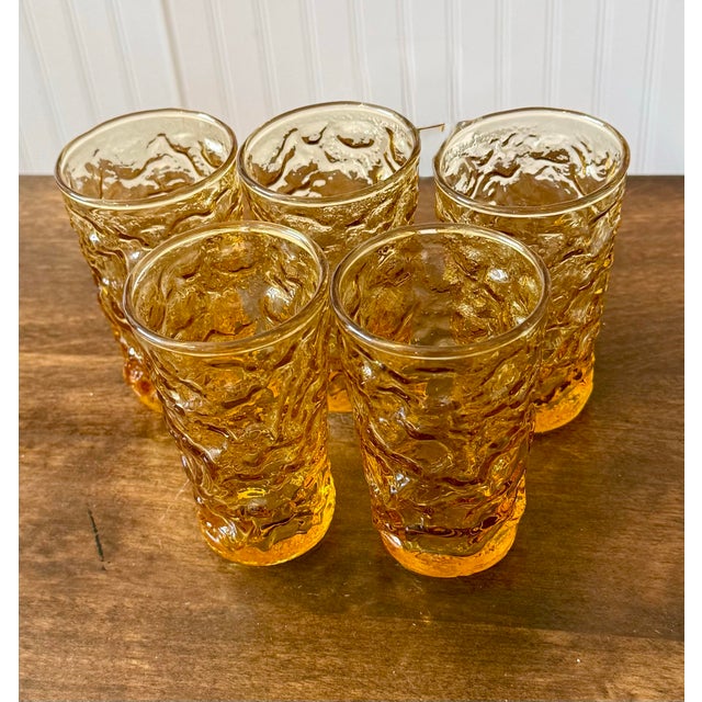 Anchor Hocking Anchor Hocking Milano Honey Gold Juice Glasses - Set of 5 For Sale - Image 4 of 11
