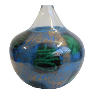 Late 20th Century Mouth Blown Studio Glass Vase “One Chance World” For Sale