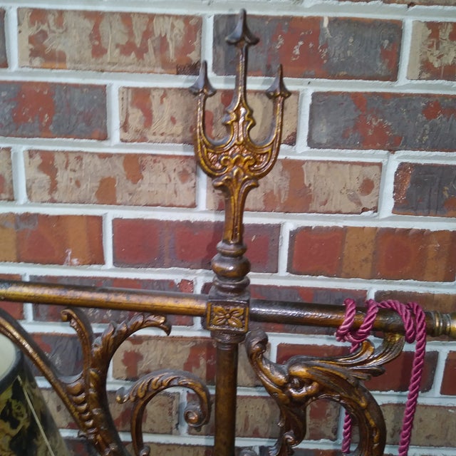 Mid-Century Modern Mid Century Modern Gothic Iron Bridge Arm and Urn Floor Lamp For Sale - Image 3 of 18