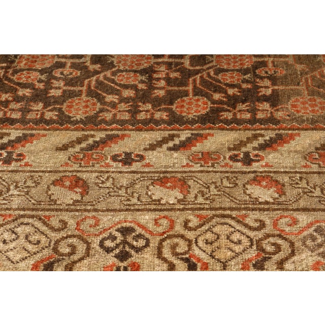 Late 18th Century Antique Khotan Rug Beige Brown and Red Pomegranate Pattern For Sale - Image 5 of 7