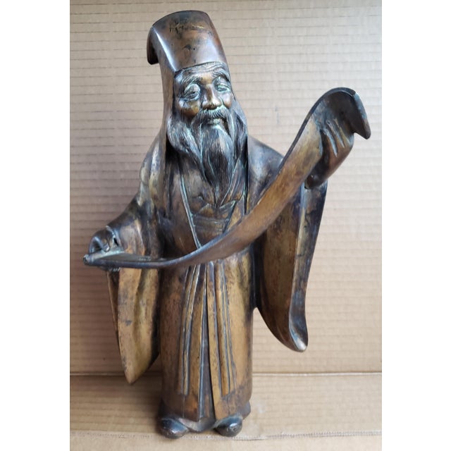 Early 20th Century Japanese Taoist God of Longevity Jurojin Gilt Bronze