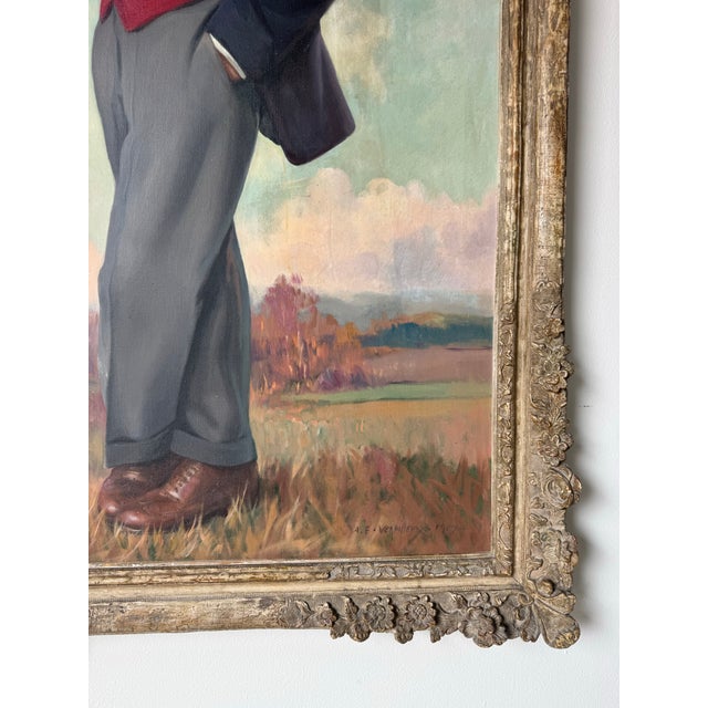 Brown 1937 Emilie Antoine Verpilleux (Belgian / British, 1888–1964) Oil Portrait on Canvas Painting– Ornate Gilt Frame For Sale - Image 8 of 12