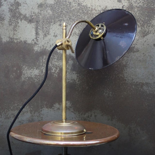 1950s French Purple Brown Enamel and Brass Desk Light For Sale - Image 5 of 8