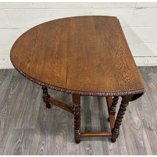 Wood Antique 1800s English or American Jacobean Revival Drop Leaf Gate Leg Table For Sale - Image 7 of 14