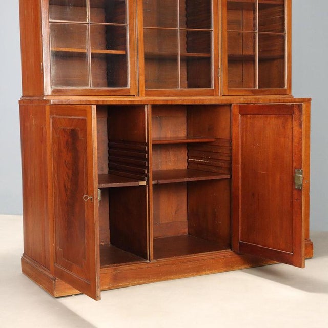 Mahogany Bookcase with Blown Glass, England, 1900s For Sale - Image 6 of 14