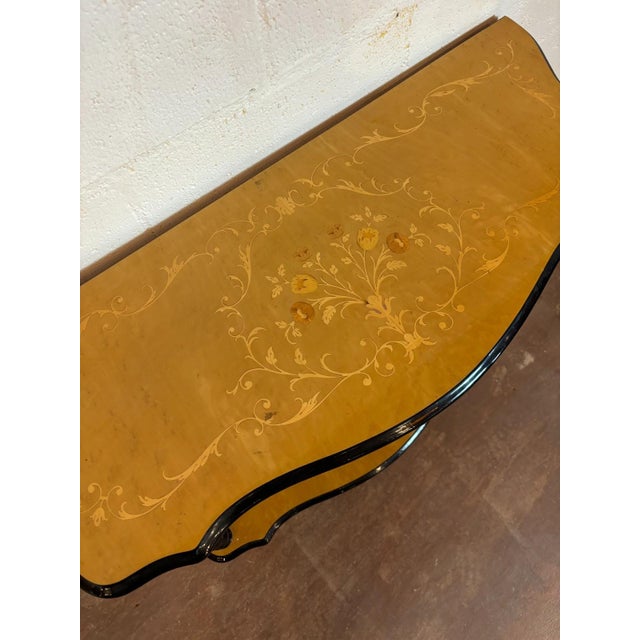 Italian Black & Gold Console Table With Matching Mirror, 2-Piece Set For Sale - Image 4 of 5