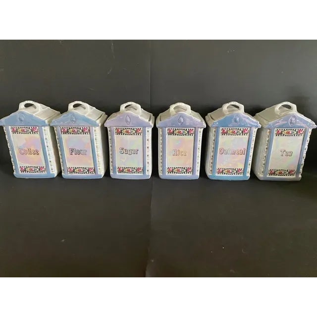 1930s Mepoco Ware German Pottery Kitchen Canisters - Set of 13 For Sale - Image 11 of 13