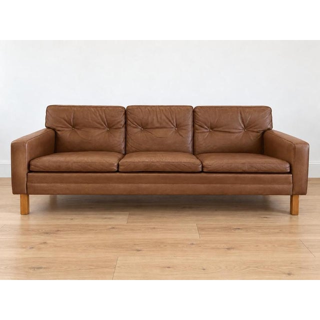 Vintage Scandinavian Three-Person Sofa in Cognac Leather by Peem Oy, 1960s For Sale - Image 12 of 12