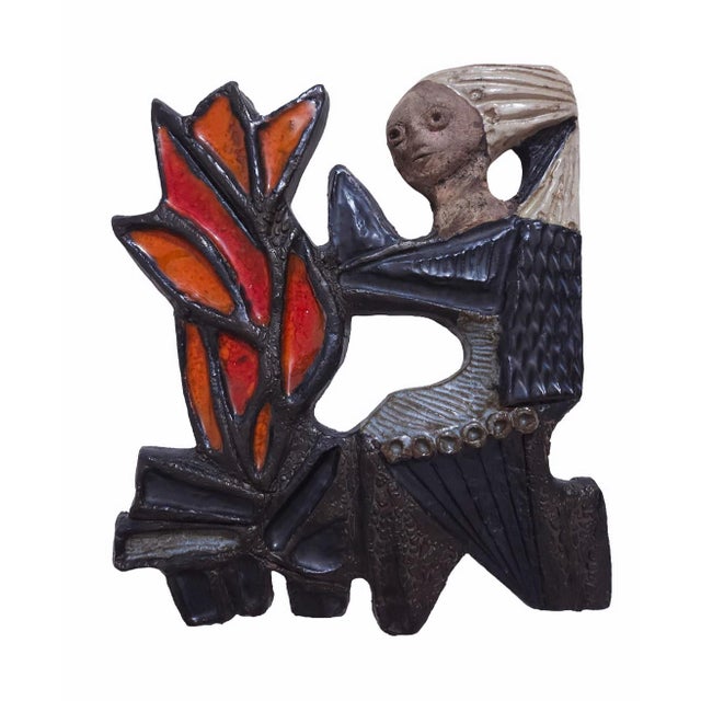 Mid-Century Art Pottery Wall Tile from Elisabeth Vandeweghe, Belgium, 1960s For Sale - Image 6 of 6