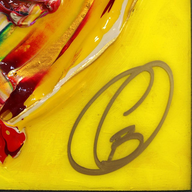 Sun Kissed Heart X - Original Heart Pop Art Mixed Media Acrylic and Resin on Wood Panel by Cynthia Coulombe-Bégin For Sale In Los Angeles - Image 6 of 9